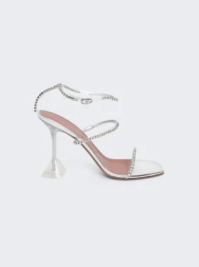 Amina Muaddi   Gilda Glass Sandals Transparent and White Crystals 