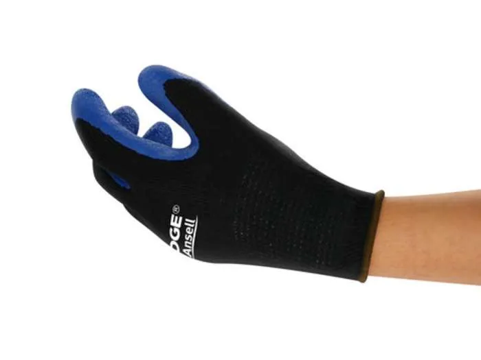 Ansell Edge Black Cotton Work Gloves, Size 10, Latex Coating
