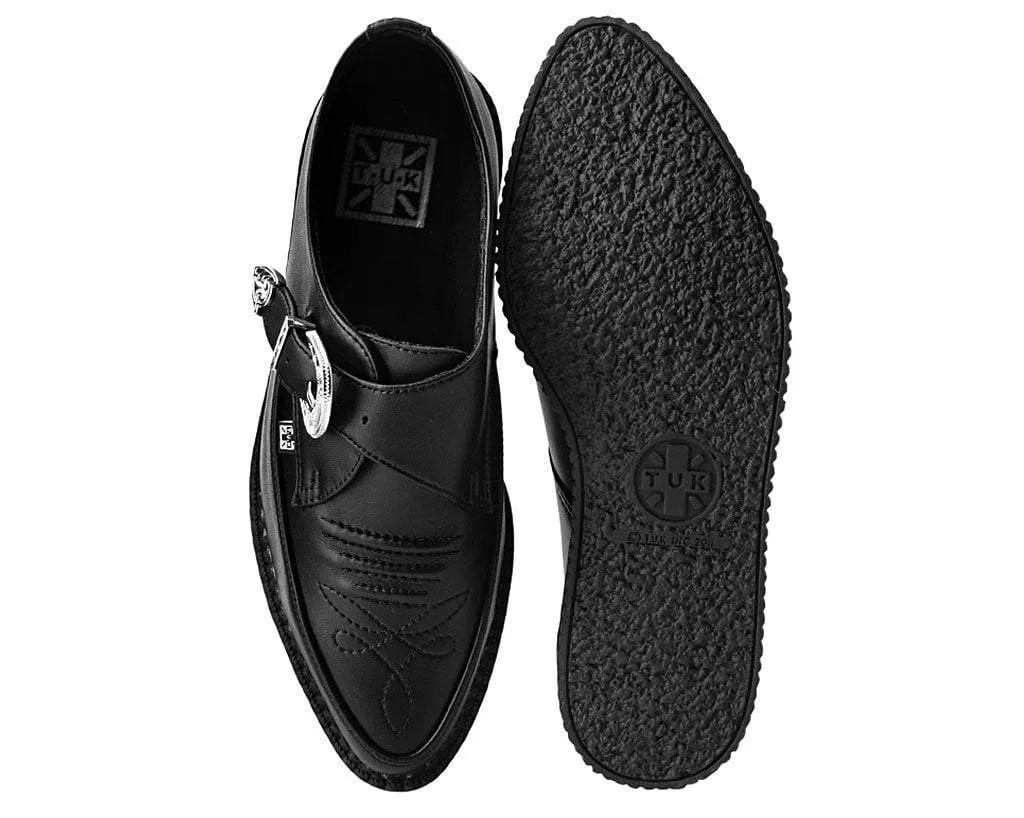 Black TUKskin Western Buckle Pointed Creeper