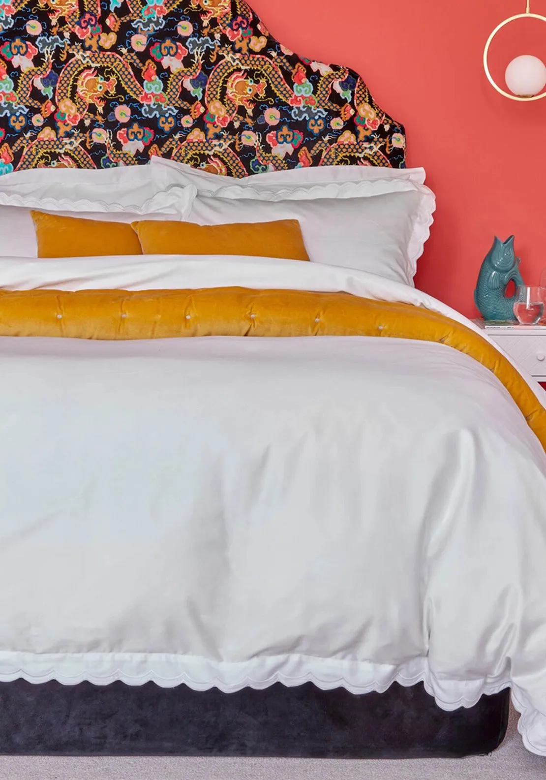 Christy Scallop Edge Duvet Cover Set, White
