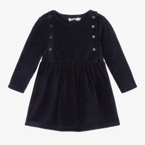 Girls Navy Blue Velour Dress