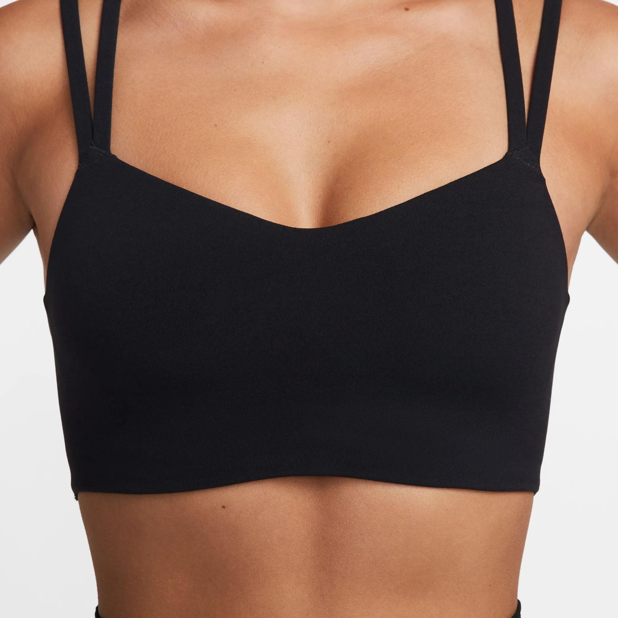 Nike Women's Dri-FIT Zenvy Strappy Sports Bra Black / Sail