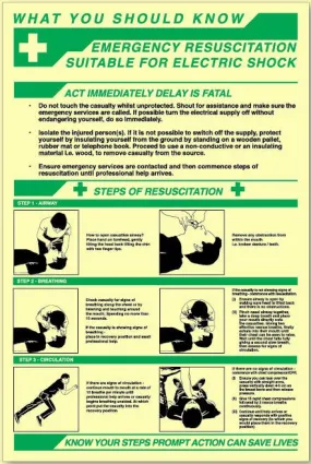 Photoluminescent Emergency Resuscitation Poster - 400 x 600Hmm - 1mm Rigid Plastic - [AS-PH240]
