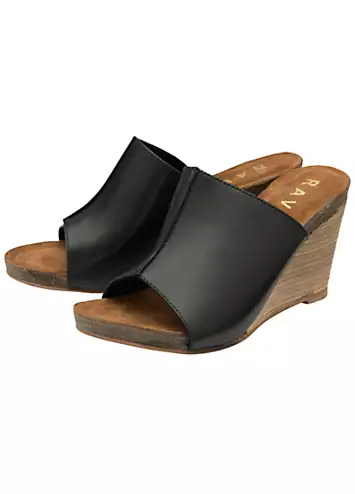 Ravel Black Leather Corby Wedges | Grattan