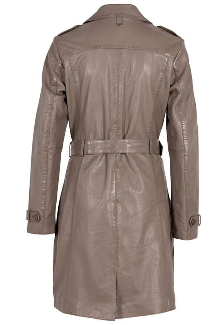 Three-quarter length women's taupe leather laily