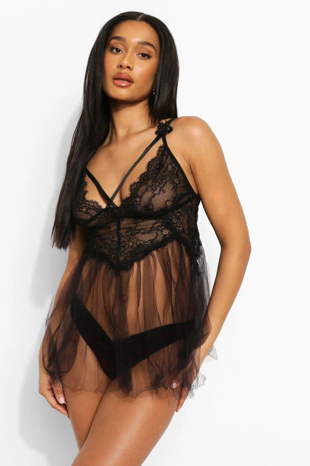 Tulle Floating Lace Babydoll